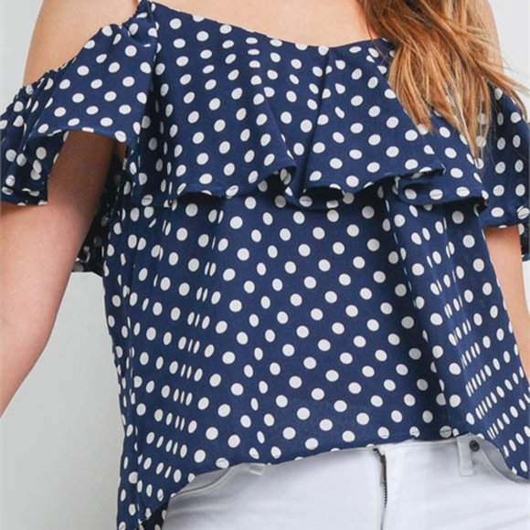 POLKA-DOT COLD SHOULDER BLOUSE - Picture 4 of 4